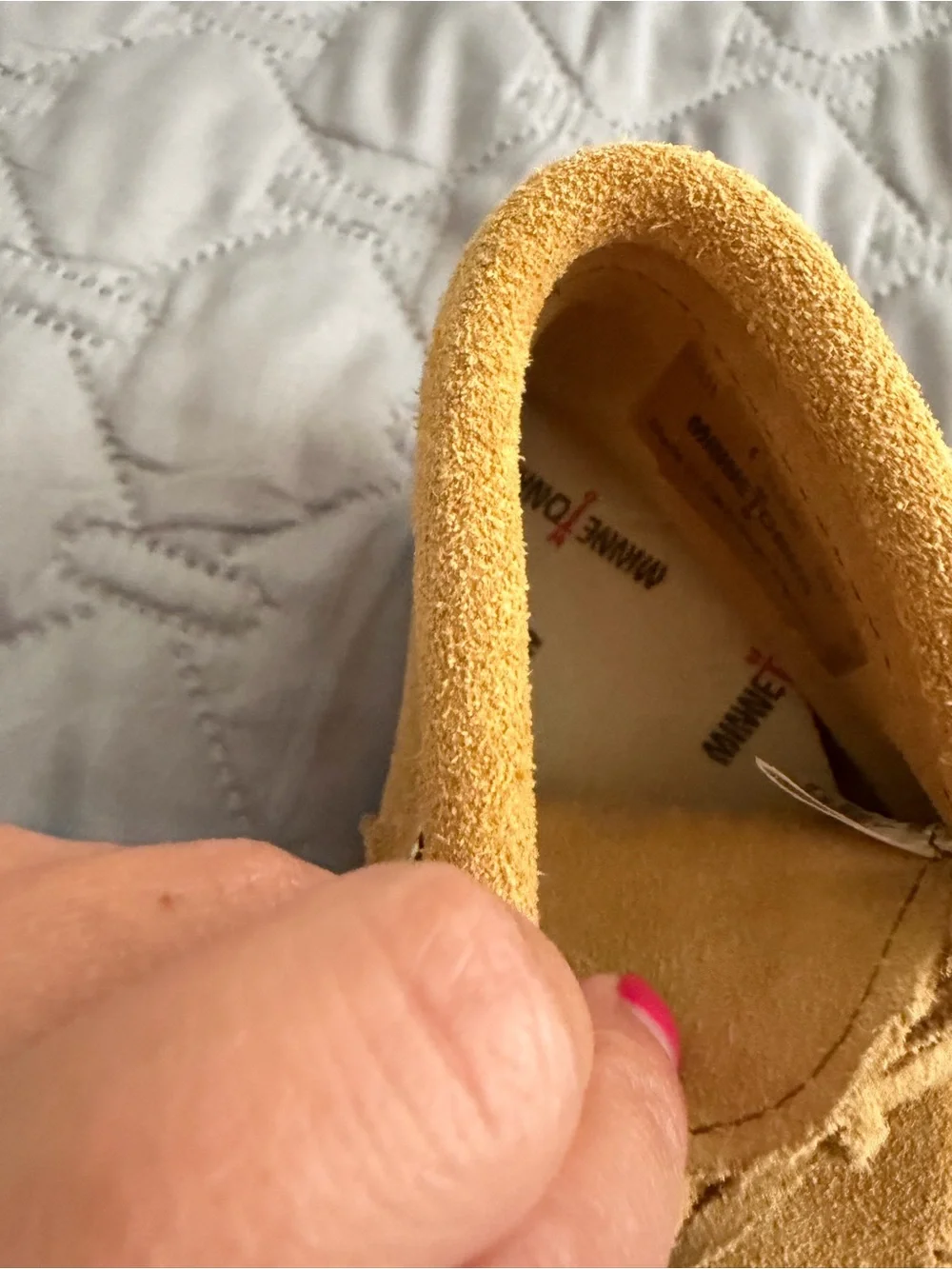 Minnetonka Kids Suede Moccasins in Tan